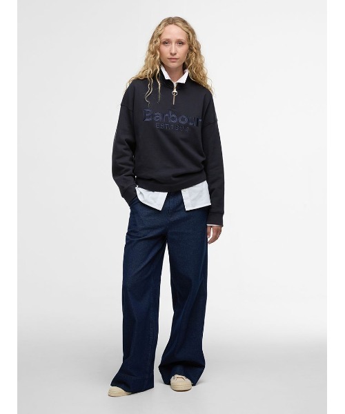 Barbour（バブアー）の「Sara ハーフジップ 刺繍ロゴ スウェット（レディース）（スウェット・レディース・ネイビー/ライトベージュ・10/8）」の8枚目の写真