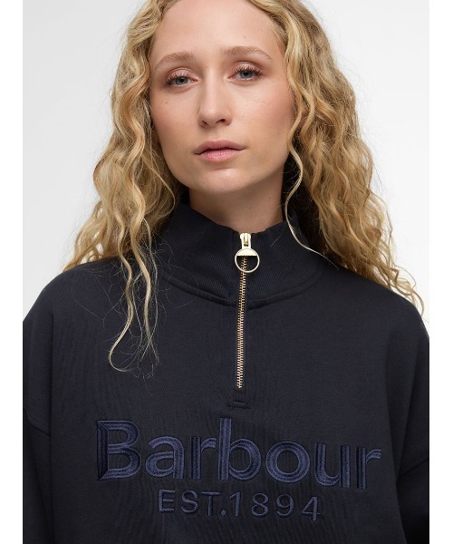 Barbour（バブアー）の「Sara ハーフジップ 刺繍ロゴ スウェット（レディース）（スウェット・レディース・ネイビー/ライトベージュ・10/8）」の11枚目の写真