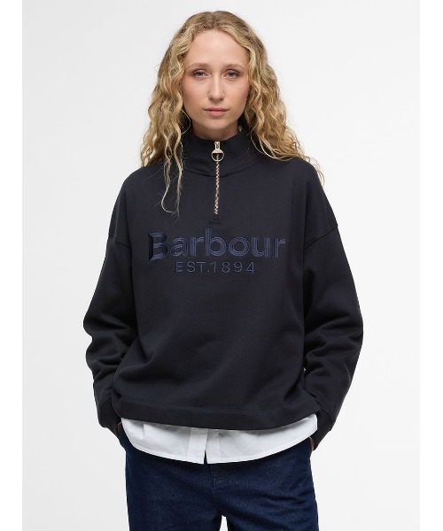 Barbour（バブアー）の「Sara ハーフジップ 刺繍ロゴ スウェット（レディース）（スウェット・レディース・ネイビー/ライトベージュ・10/8）」の9枚目の写真