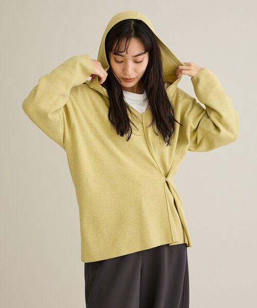 CRAFT STANDARD BOUTIQUE(クラフトスタンダードブティック)の「Vネックフードカシュクールニットプルオーバー(ニット/セーター・レディース・ライトイエロー/杢グレー・FREE)」の8枚目の写真