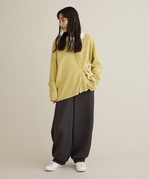 CRAFT STANDARD BOUTIQUE(クラフトスタンダードブティック)の「Vネックフードカシュクールニットプルオーバー(ニット/セーター・レディース・ライトイエロー/杢グレー・FREE)」の13枚目の写真