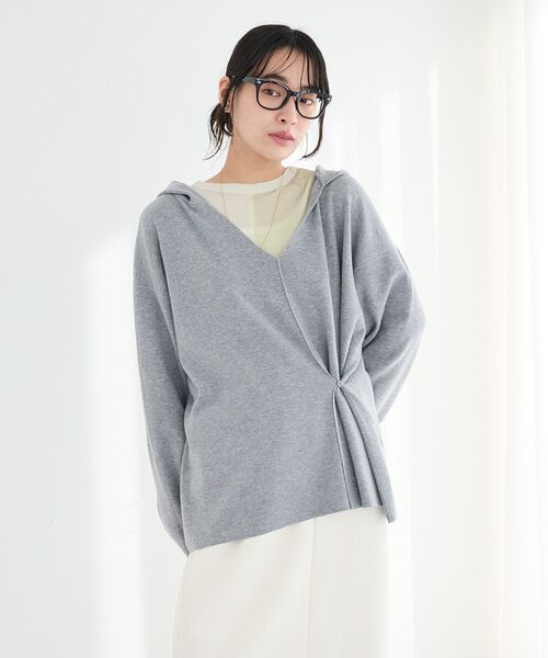CRAFT STANDARD BOUTIQUE(クラフトスタンダードブティック)の「Vネックフードカシュクールニットプルオーバー(ニット/セーター・レディース・ライトイエロー/杢グレー・FREE)」の19枚目の写真