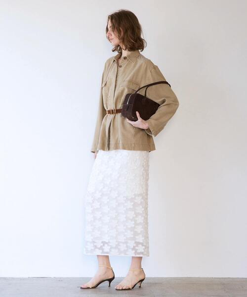 martinique（マルティニーク）の「フラワージャガードIラインスカート（スカート・レディース・ブラック/ホワイト・FREE）」の5枚目の写真