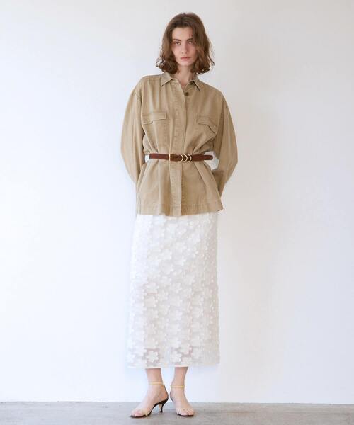 martinique（マルティニーク）の「フラワージャガードIラインスカート（スカート・レディース・ブラック/ホワイト・FREE）」の6枚目の写真