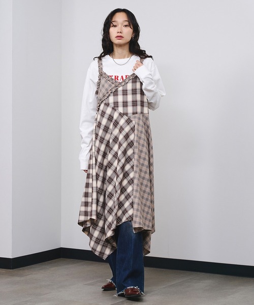ROSE BUD(ローズバッド)の「MIXED CHECK DRESS(ワンピース・レディース・ブラック/ベージュ・ONE SIZE)」の16枚目の写真