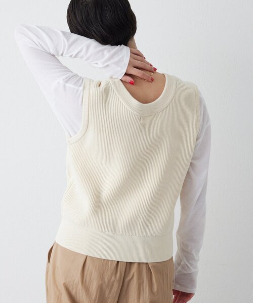 THE PAUSE（ザ ポーズ）の「【THE PAUSE】両畦ノースリーブニット（ニット/セーター・レディース・ブラウン/アイボリー・FREE）」の7枚目の写真