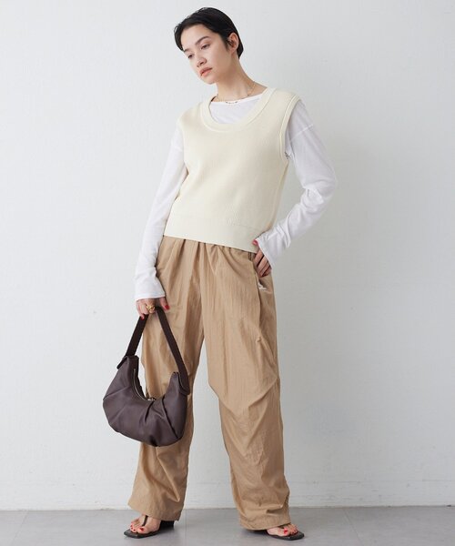 THE PAUSE（ザ ポーズ）の「【THE PAUSE】両畦ノースリーブニット（ニット/セーター・レディース・ブラウン/アイボリー・FREE）」の4枚目の写真