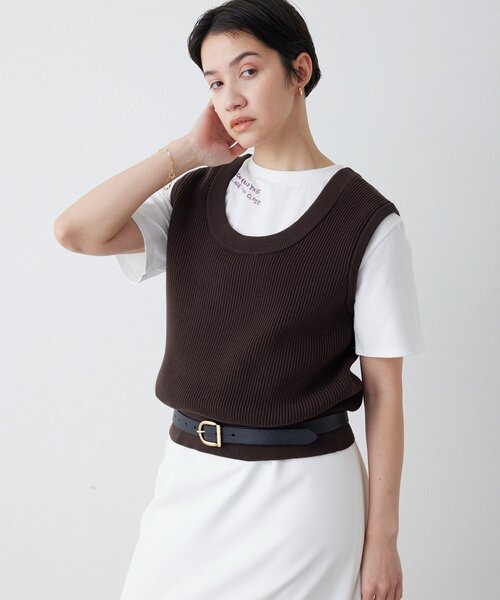 THE PAUSE（ザ ポーズ）の「【THE PAUSE】両畦ノースリーブニット（ニット/セーター・レディース・ブラウン/アイボリー・FREE）」の21枚目の写真