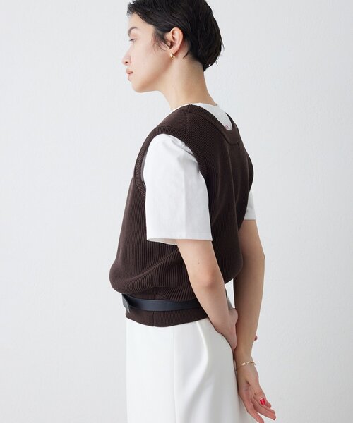 THE PAUSE（ザ ポーズ）の「【THE PAUSE】両畦ノースリーブニット（ニット/セーター・レディース・ブラウン/アイボリー・FREE）」の16枚目の写真