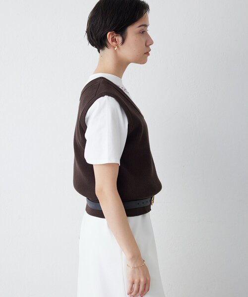 THE PAUSE（ザ ポーズ）の「【THE PAUSE】両畦ノースリーブニット（ニット/セーター・レディース・ブラウン/アイボリー・FREE）」の20枚目の写真