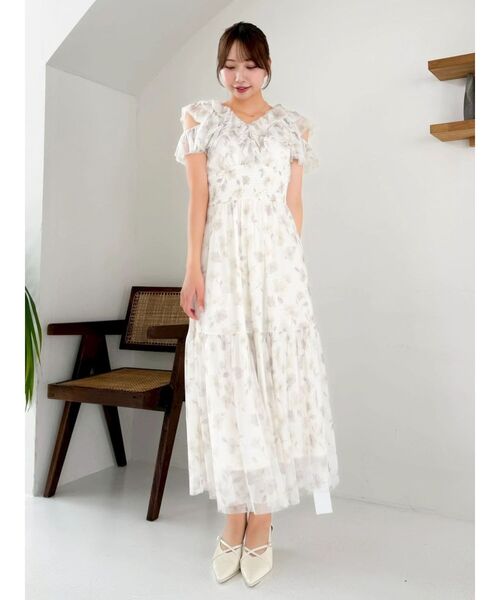 dazzlin(ダズリン)の「チュールフラワーギャザーワンピース(ワンピース・レディース・アイボリー/ブルー/ピンク・MEDIUM/SMALL)」の7枚目の写真