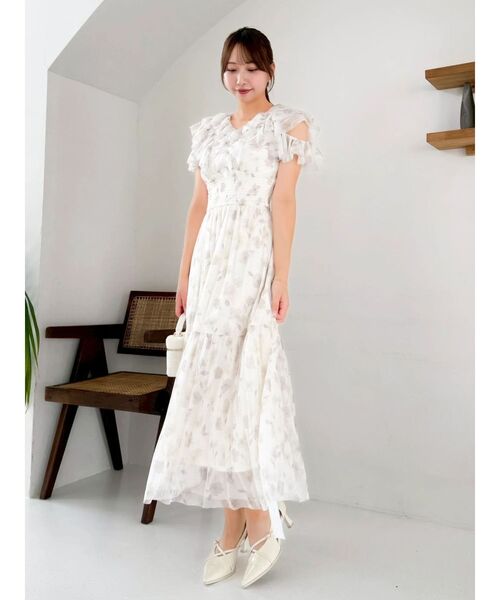 dazzlin（ダズリン）の「チュールフラワーギャザーワンピース