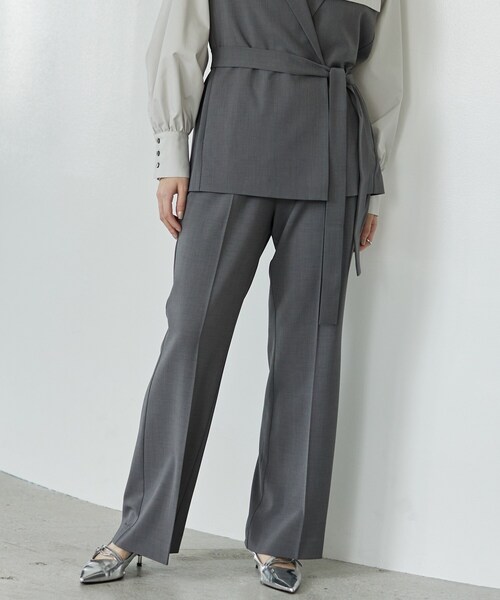 GALLEST(ギャレスト)の「Comfy SET UP|ストレートフレアパンツ【セットアップ対応/通勤/カセット服】(その他パンツ・レディース・ブラック/ダークグレー/キャメル/ライトブルー・40/38/36/34)」の2枚目の写真