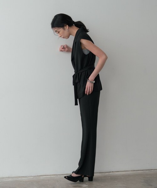 GALLEST（ギャレスト）の「Comfy SET UP｜ストレートフレアパンツ【セットアップ対応／通勤／カセット服／接触冷感／UVカット】（その他パンツ・レディース・ブラック/ダークグレー/キャメル/ライトブルー/グレー系その他6/オリーブ・40/38/36/34）」の16枚目の写真