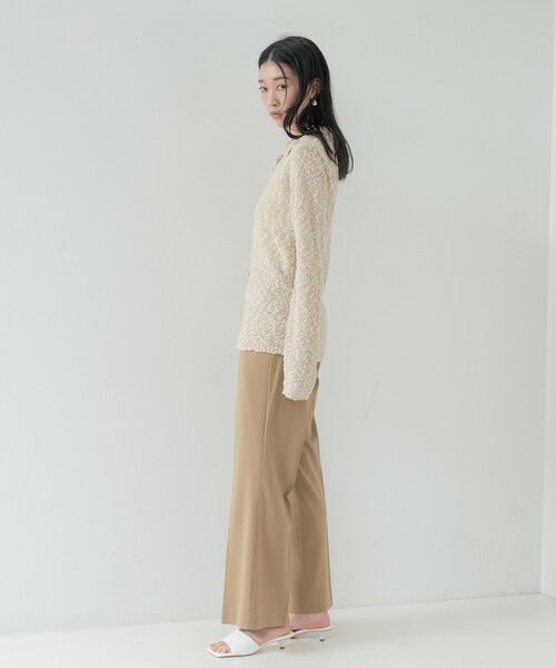 GALLEST(ギャレスト)の「Comfy SET UP|ストレートフレアパンツ【セットアップ対応/通勤/カセット服】(その他パンツ・レディース・ブラック/ダークグレー/キャメル/ライトブルー・40/38/36/34)」の19枚目の写真