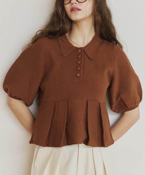 peplum knit tops/ペプラムニットトップス（ニット/セーター）｜OLUN