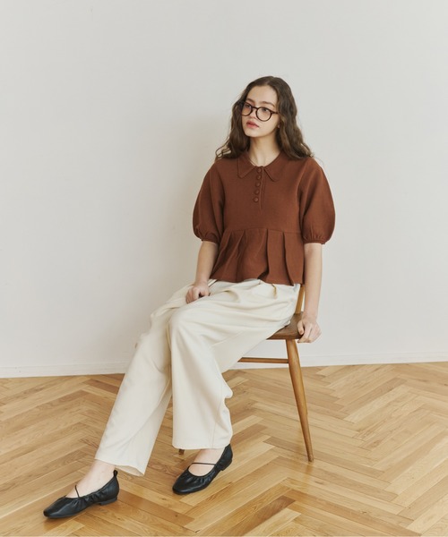 peplum knit tops/ペプラムニットトップス（ニット/セーター）｜OLUN