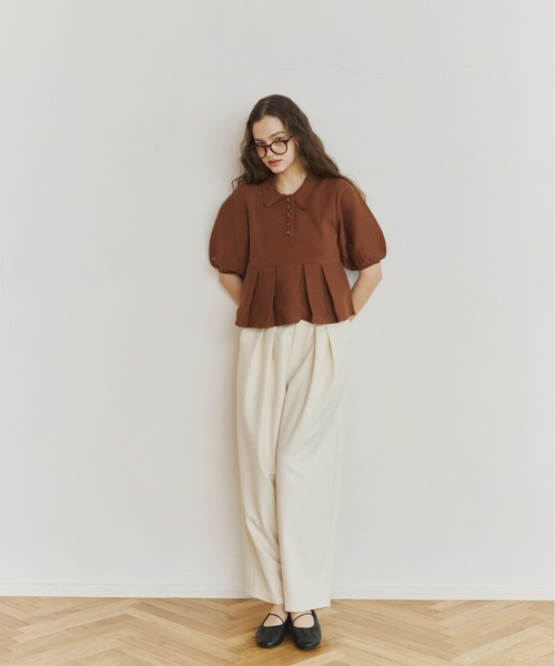 peplum knit tops/ペプラムニットトップス（ニット/セーター）｜OLUN