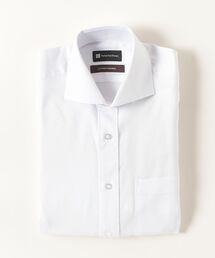 【形態安定】長袖ワイシャツ【クラシコ】カッタウェイカラー ドビー柄 ホワイト