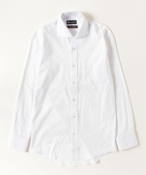 Perfect Suit FActory(パーフェクトスーツファクトリー)の「【形態安定】長袖ワイシャツ【クラシコ】カッタウェイカラー ドビー柄 ホワイト(ビジネスシャツ・メンズ・ホワイト・LL/L/M/S/3L)」の2枚目の写真