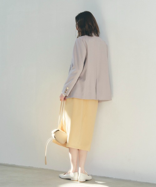 YECCA VECCA（イェッカヴェッカ）の「サイドベルトナロースカート（スカート・レディース・イエロー/ネイビー/アイボリー・S/M）」の9枚目の写真