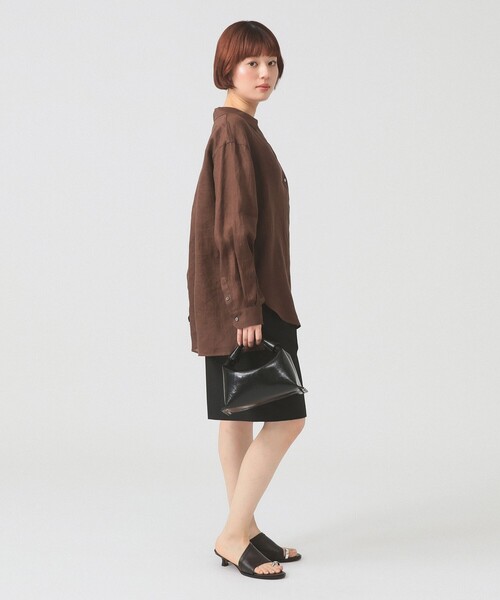 Ray BEAMS（レイビームス）の「【7/31再値下げ】リネン スキッパー シャツ     26SS  日除け 紫外線対策 冷房対策 洗える 夏コーデ レジャー 麻（シャツ/ブラウス・レディース・サックスブルー/ダークブラウン/ピンク・ONE SIZE）」の5枚目の写真