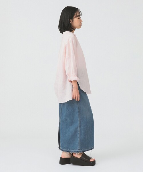 Ray BEAMS（レイビームス）の「【7/31再値下げ】リネン スキッパー シャツ     26SS  日除け 紫外線対策 冷房対策 洗える 夏コーデ レジャー 麻（シャツ/ブラウス・レディース・サックスブルー/ダークブラウン/ピンク・ONE SIZE）」の10枚目の写真