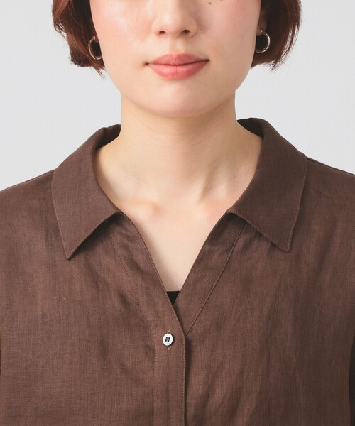 Ray BEAMS（レイビームス）の「【7/31再値下げ】リネン スキッパー シャツ     26SS  日除け 紫外線対策 冷房対策 洗える 夏コーデ レジャー 麻（シャツ/ブラウス・レディース・サックスブルー/ダークブラウン/ピンク・ONE SIZE）」の19枚目の写真