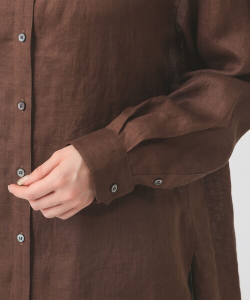 Ray BEAMS（レイビームス）の「【7/31再値下げ】リネン スキッパー シャツ     26SS  日除け 紫外線対策 冷房対策 洗える 夏コーデ レジャー 麻（シャツ/ブラウス・レディース・サックスブルー/ダークブラウン/ピンク・ONE SIZE）」の20枚目の写真