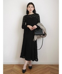 anuans（アニュアンス）の「シュリンクレースパネルワンピース（ワンピース）」