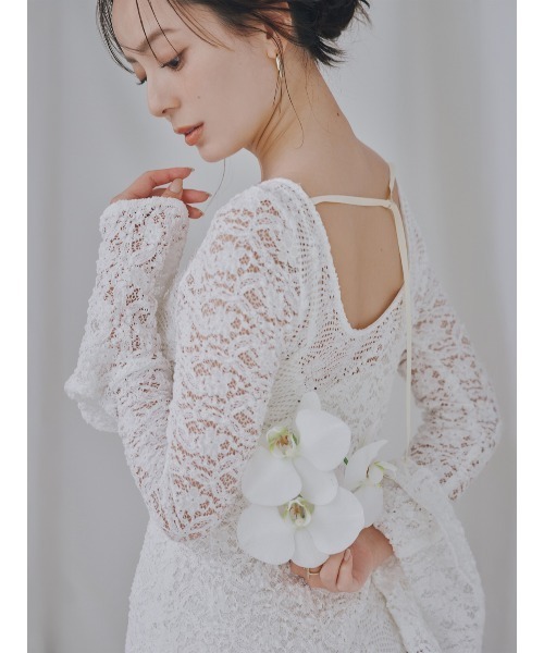 anuans【✨極美品✨】シュリンクレースパネルワンピース シュリンクレースパネルワンピース