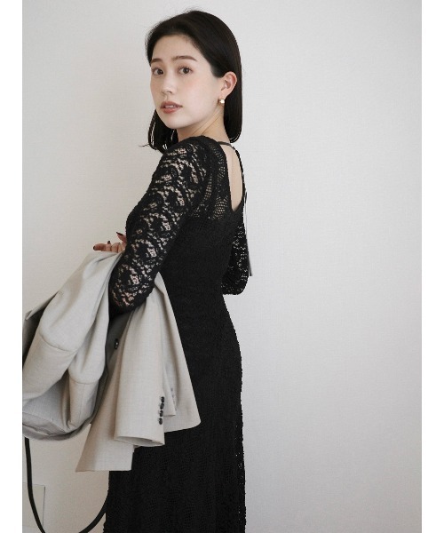 anuans（アニュアンス）の「シュリンクレースパネルワンピース（ワンピース・レディース・ミント/ホワイト/ブラック・MEDIUM/SMALL）」の5枚目の写真