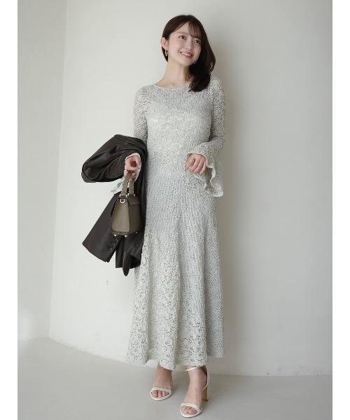 anuans（アニュアンス）の「シュリンクレースパネルワンピース（ワンピース・レディース・ミント/ホワイト/ブラック・MEDIUM/SMALL）」の7枚目の写真