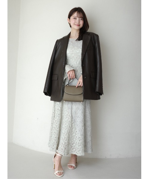 anuans（アニュアンス）の「シュリンクレースパネルワンピース（ワンピース・レディース・ミント/ホワイト/ブラック・MEDIUM/SMALL）」の10枚目の写真