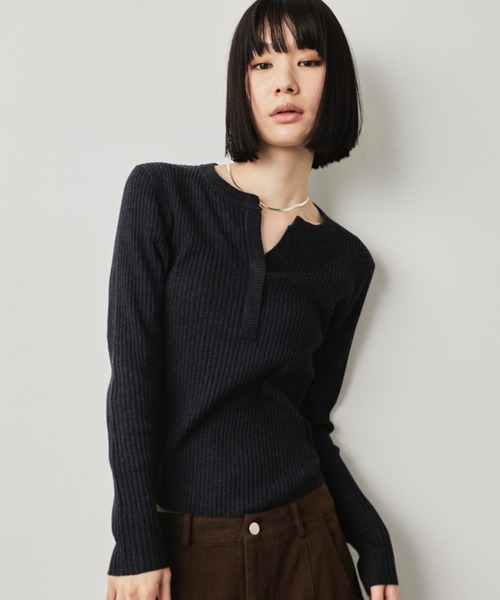 HANNE（アン）の「スキッパーリブニット（ニット/セーター・レディース・グレー/ダークグレー・FREE）」の2枚目の写真