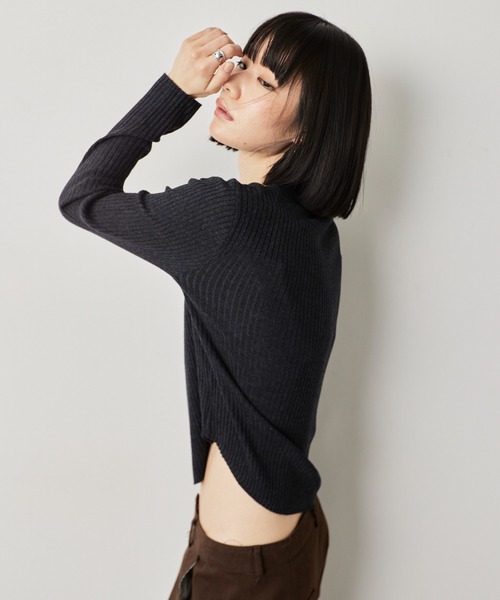 HANNE（アン）の「スキッパーリブニット（ニット/セーター・レディース・グレー/ダークグレー・FREE）」の6枚目の写真