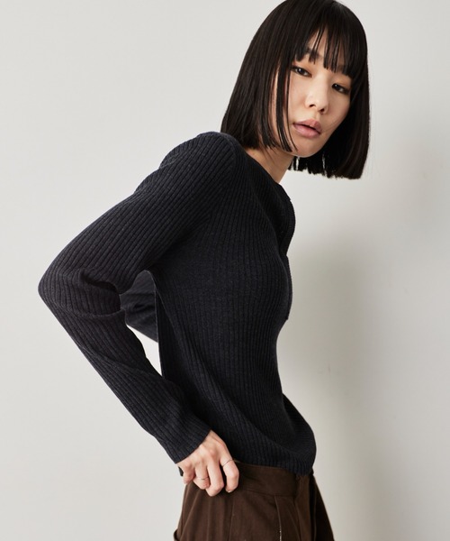 HANNE（アン）の「スキッパーリブニット（ニット/セーター・レディース・グレー/ダークグレー・FREE）」の8枚目の写真