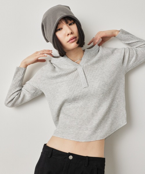 HANNE（アン）の「スキッパーリブニット（ニット/セーター・レディース・グレー/ダークグレー・FREE）」の10枚目の写真
