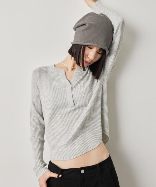 HANNE（アン）の「スキッパーリブニット（ニット/セーター・レディース・グレー/ダークグレー・FREE）」の17枚目の写真