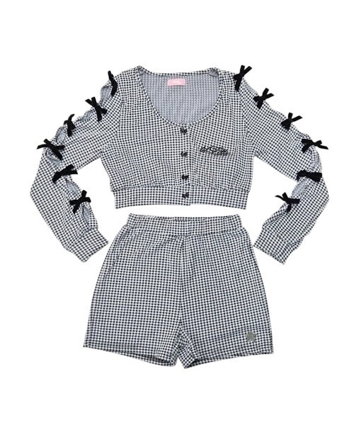 lilLilly（リルリリー）の「ギンガムショートカーディガン（カーディガン/ボレロ・レディース・ピンク/ブラック/ブルー・FREE）」の4枚目の写真