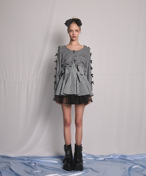 lilLilly（リルリリー）の「ギンガムショートカーディガン（カーディガン/ボレロ・レディース・ピンク/ブラック/ブルー・FREE）」の13枚目の写真