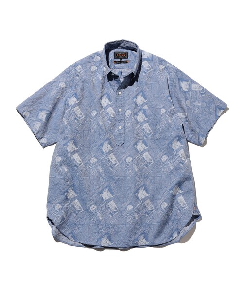 BEAMS PLUS(ビームスプラス)の「B.D. Pullover Classic-fit Newspaper Jacquard(シャツ/ブラウス・メンズ・ブルー/ブラック・SMALL/MEDIUM/LARGE/X-LARGE)」の1枚目の写真