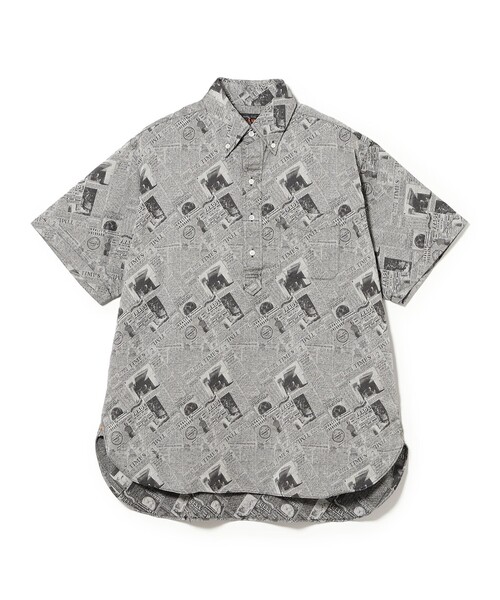 BEAMS PLUS(ビームスプラス)の「B.D. Pullover Classic-fit Newspaper Jacquard(シャツ/ブラウス・メンズ・ブルー/ブラック・SMALL/MEDIUM/LARGE/X-LARGE)」の11枚目の写真