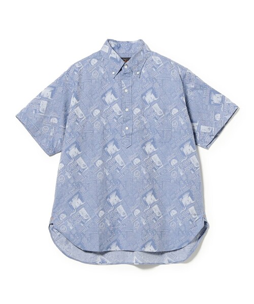 BEAMS PLUS(ビームスプラス)の「B.D. Pullover Classic-fit Newspaper Jacquard(シャツ/ブラウス・メンズ・ブルー/ブラック・SMALL/MEDIUM/LARGE/X-LARGE)」の20枚目の写真