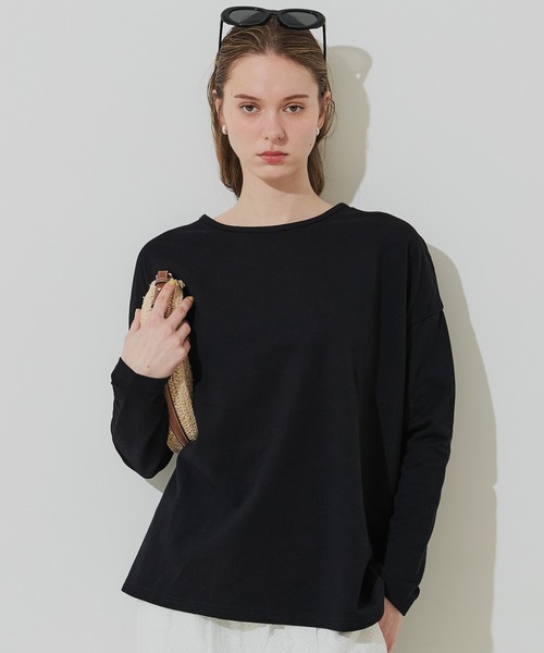 coca(coca)(コカ)の「ミニ裏毛ドルマンチュニック トップス(Tシャツ/カットソー・レディース・ブラック/ホワイト・L/M)」の1枚目の写真