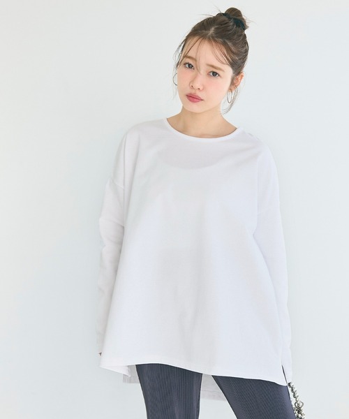 coca(coca)(コカ)の「ミニ裏毛ドルマンチュニック トップス(Tシャツ/カットソー・レディース・ブラック/ホワイト・L/M)」の6枚目の写真