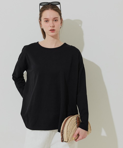 coca(coca)(コカ)の「ミニ裏毛ドルマンチュニック トップス(Tシャツ/カットソー・レディース・ブラック/ホワイト・L/M)」の9枚目の写真