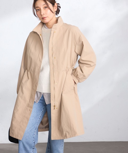GALLORIA（ギャローリア）の「【はっ水・防花粉】スタンドモッズコート（モッズコート・レディース・グレイッシュベージュ/ベージュ・L/LL/M/S）」の3枚目の写真