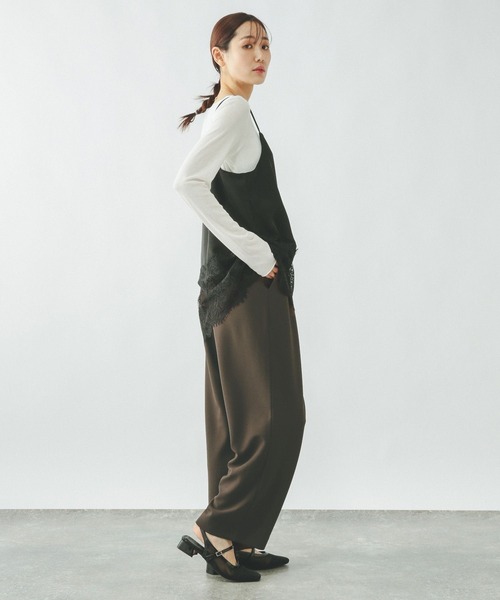 GLOBAL WORK（グローバルワーク）の「イージーケアストレッチ/ワイドパンツ/634307（その他パンツ・レディース・チャコールグレー/ライトベージュ/ブラック/ブラウン・MEDIUM/SMALL/LARGE）」の14枚目の写真