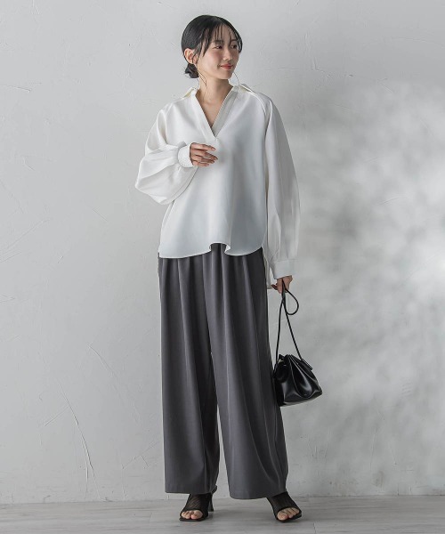 Droite lautreamont(ドロワットロートレアモン)の「ストレッチツイルパンツ≪洗濯機で洗える≫(その他パンツ・レディース・ネイビー/チャコールグレー・M/S)」の10枚目の写真